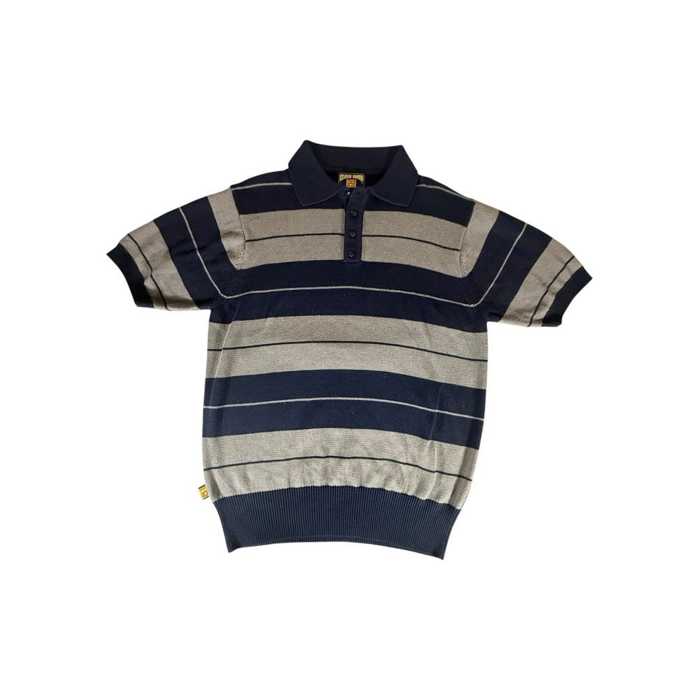 FB County Charlie Browns Shirt Adult Medium Grey Blue Rugby Striped Polo Mens